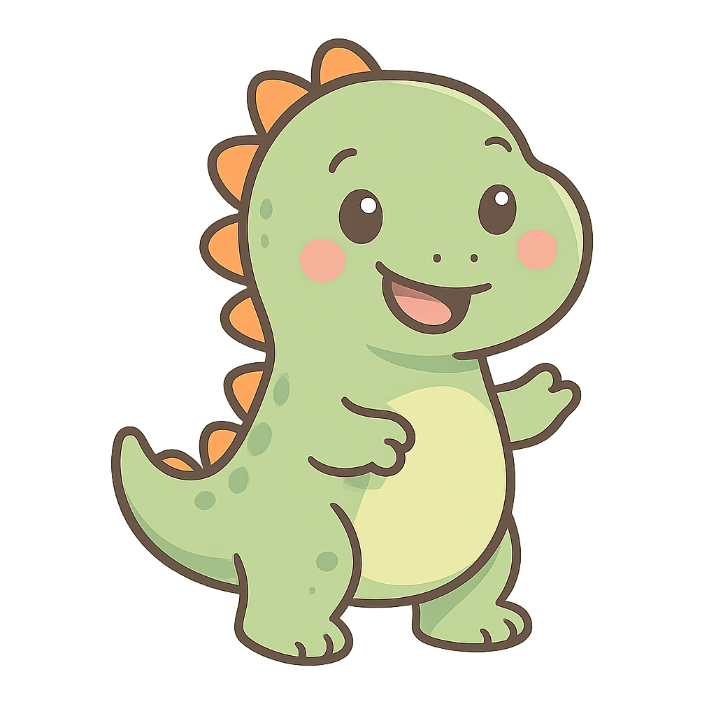 Cute dinosaur holding a sign